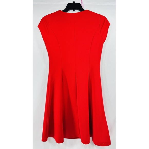 Roz & Ali Dress Women’s Sz M Red Cap Sleeve Fit And‎ Flare A line Solid Casual - Picture 2 of 11